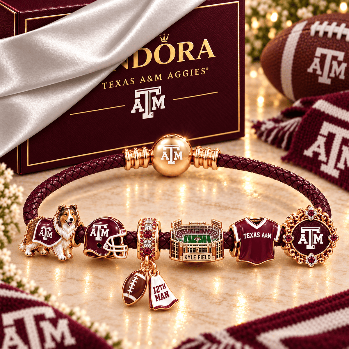 TAMA Braided Leather Charm Bracelet Set NHVH