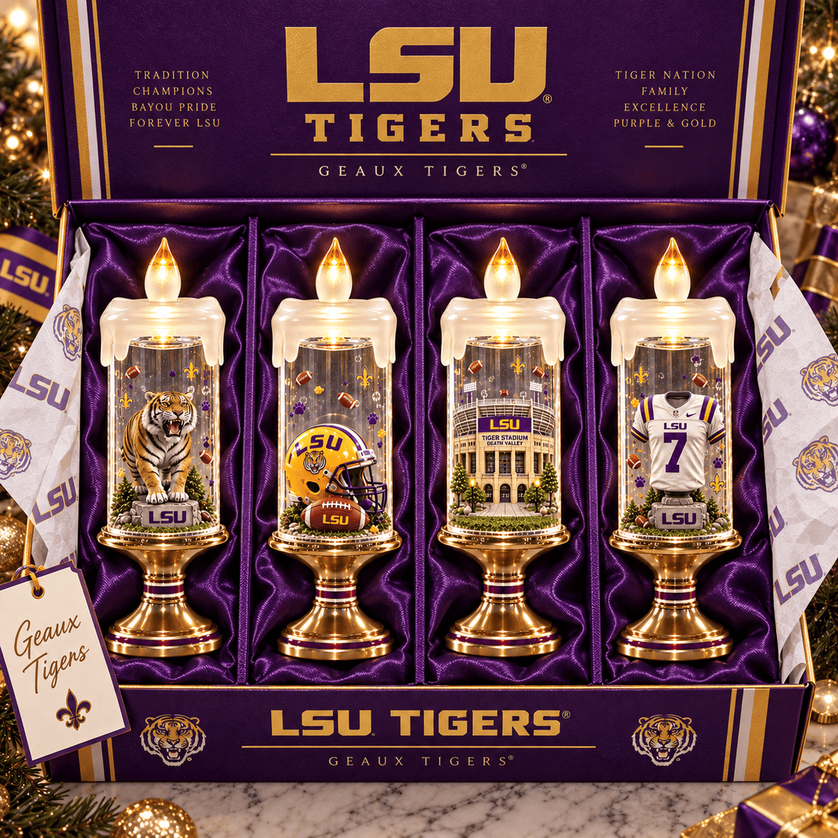 Premium LSU Candle Ornament Lights PVNA