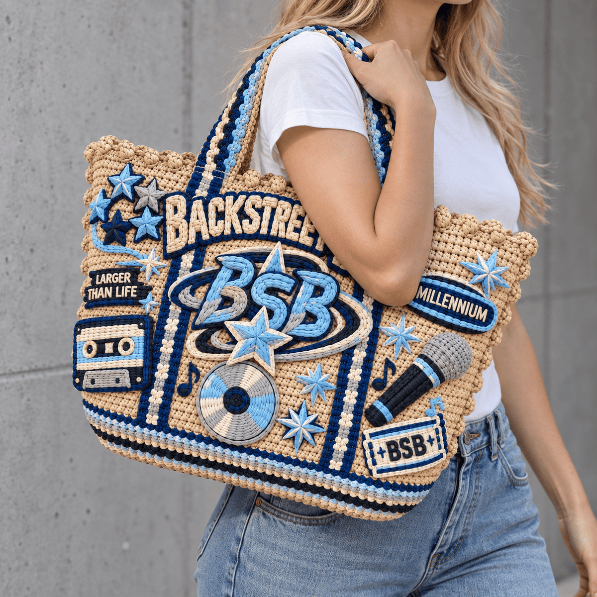 BSB Straw-Style Embellished Tote Bag NTKO