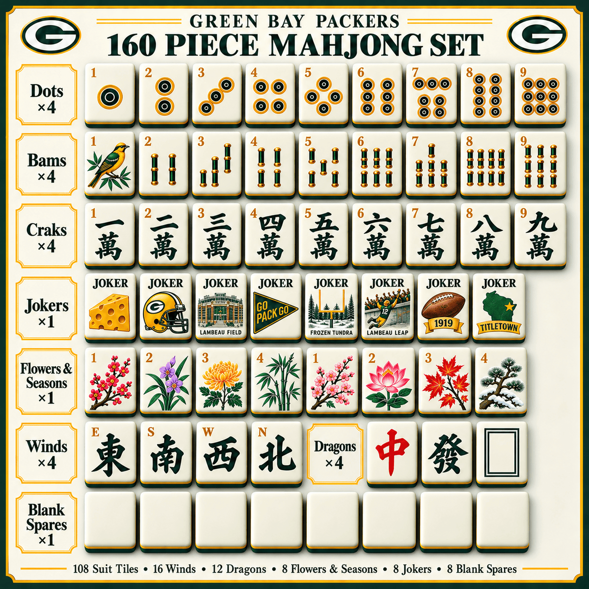 Premium GBP Mahjong Tiles Set TTMH