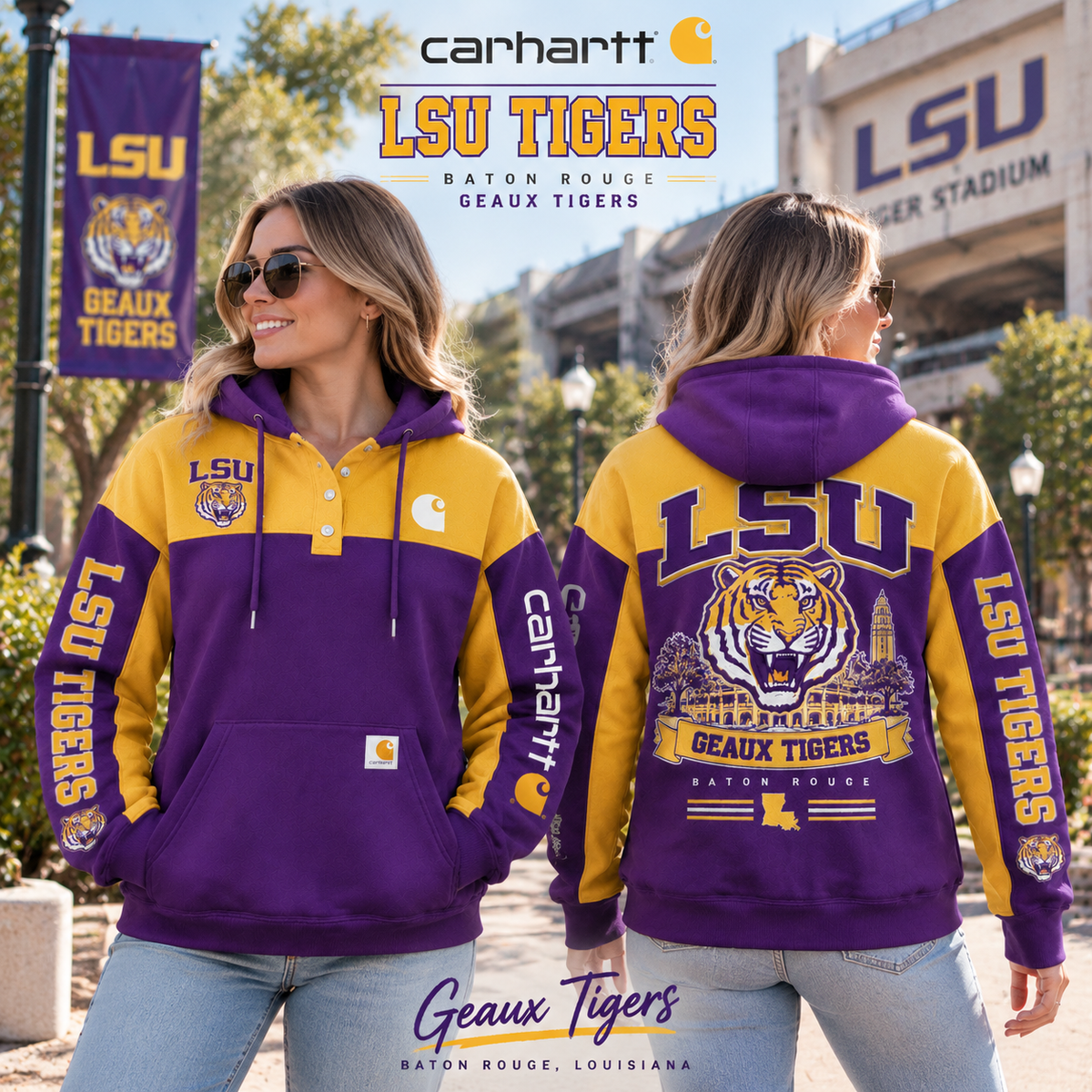 PREMIUM LSU HOODIE COLOR BLOCK TTNL