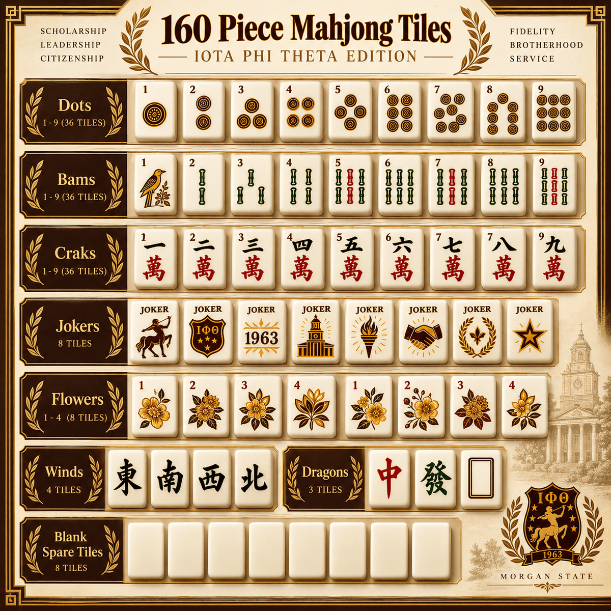 Premium IPT Mahjong Tiles Set TNSM