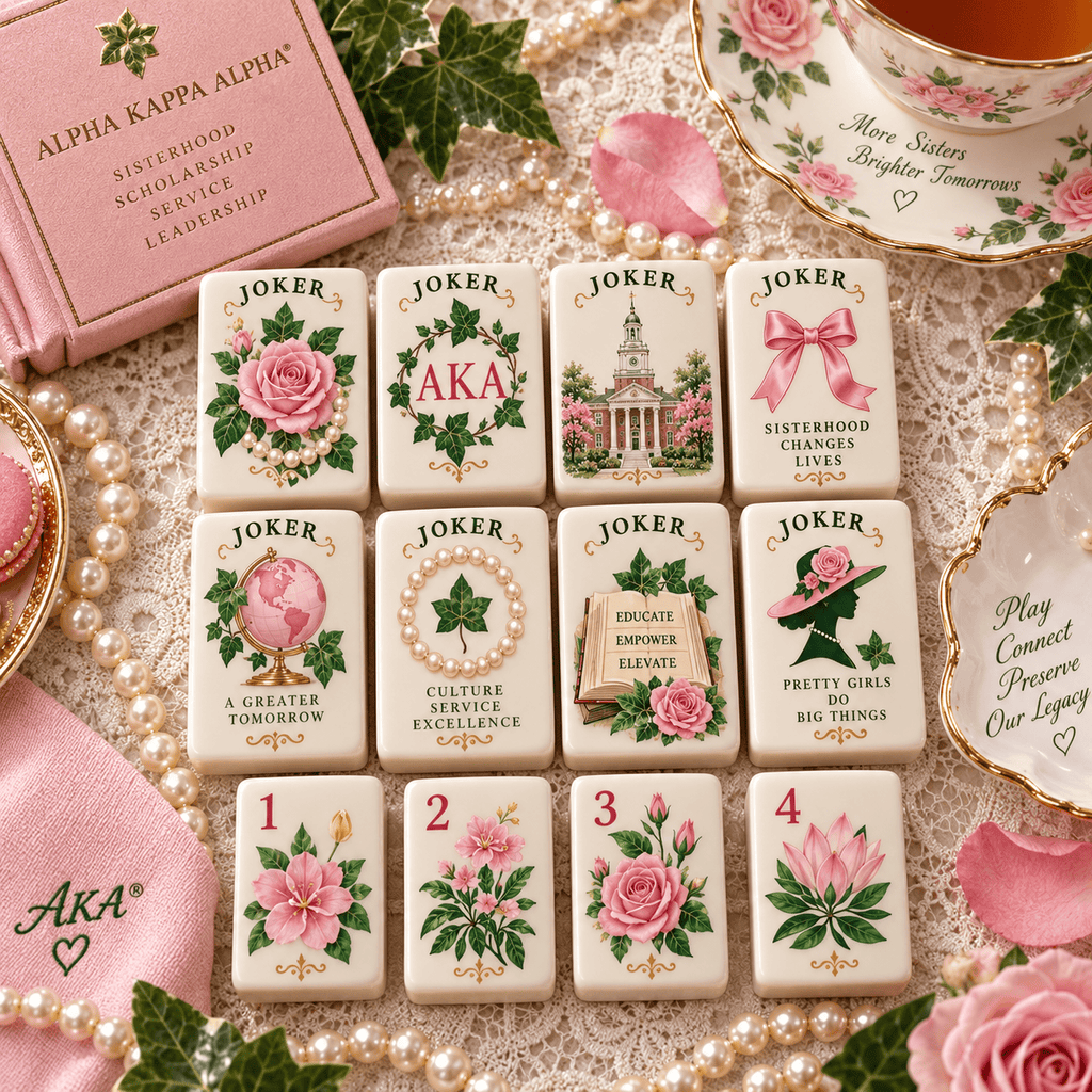 Premium AKA Mahjong Tiles Set TNSM