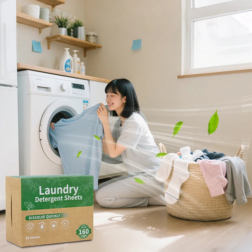 80pcs Fresh Scent Organic Laundry Detergent Sheets - Deep Clean Stain Remover
