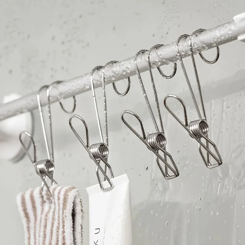 Heavy Duty Stainless Steel Clothespins 10 Pack Rust Proof Metal Laundry Clips Strong Grip for Clothesline Outdoor Crafts